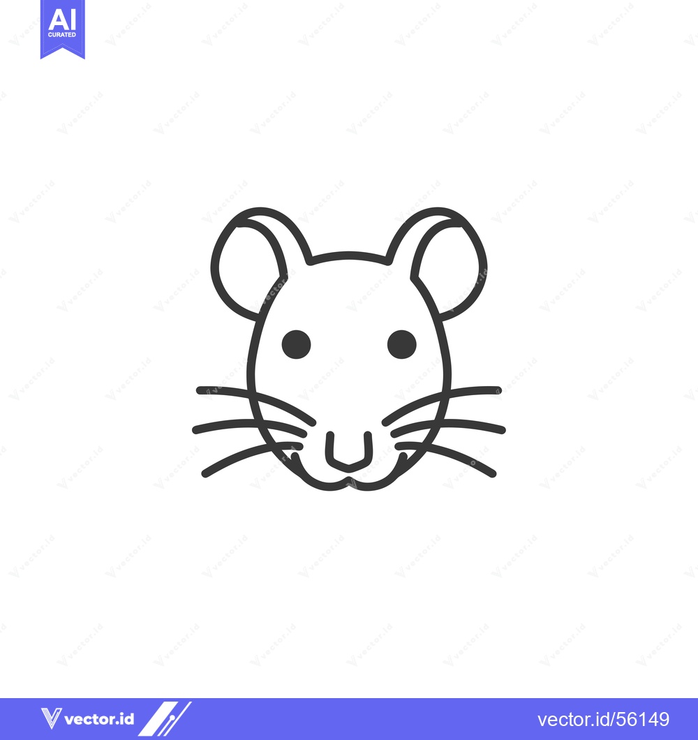 Premium Vector dari Line drawing of a mouse face with large ears and whiskers