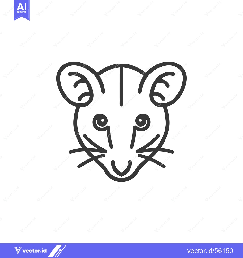 Premium Vector of Line drawing of a mouse face with whiskers