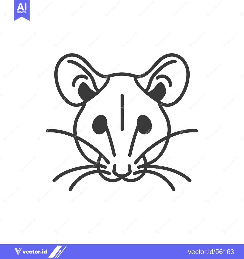 Premium Vector of Line Drawing of a Mouse's Head with Whiskers