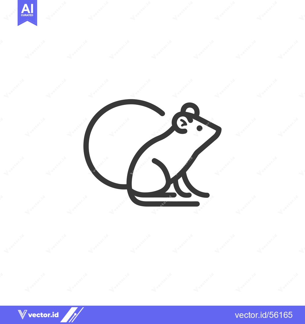 Premium Vector dari Line drawing of a mouse sitting with its tail curled