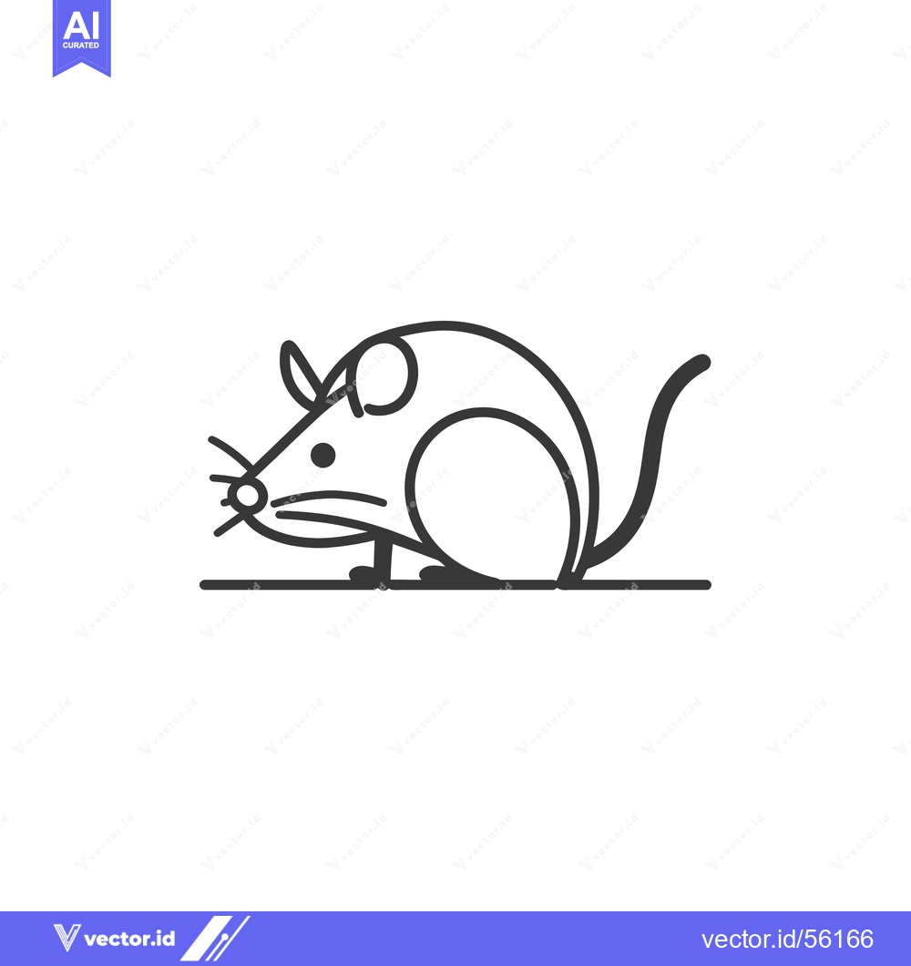 Premium Vector dari Line Drawing of a Mouse with a Long Tail