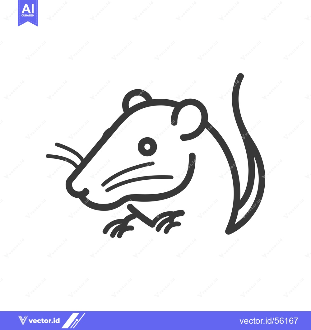 Premium Vector of Line Drawing of a Mouse with Large Ears