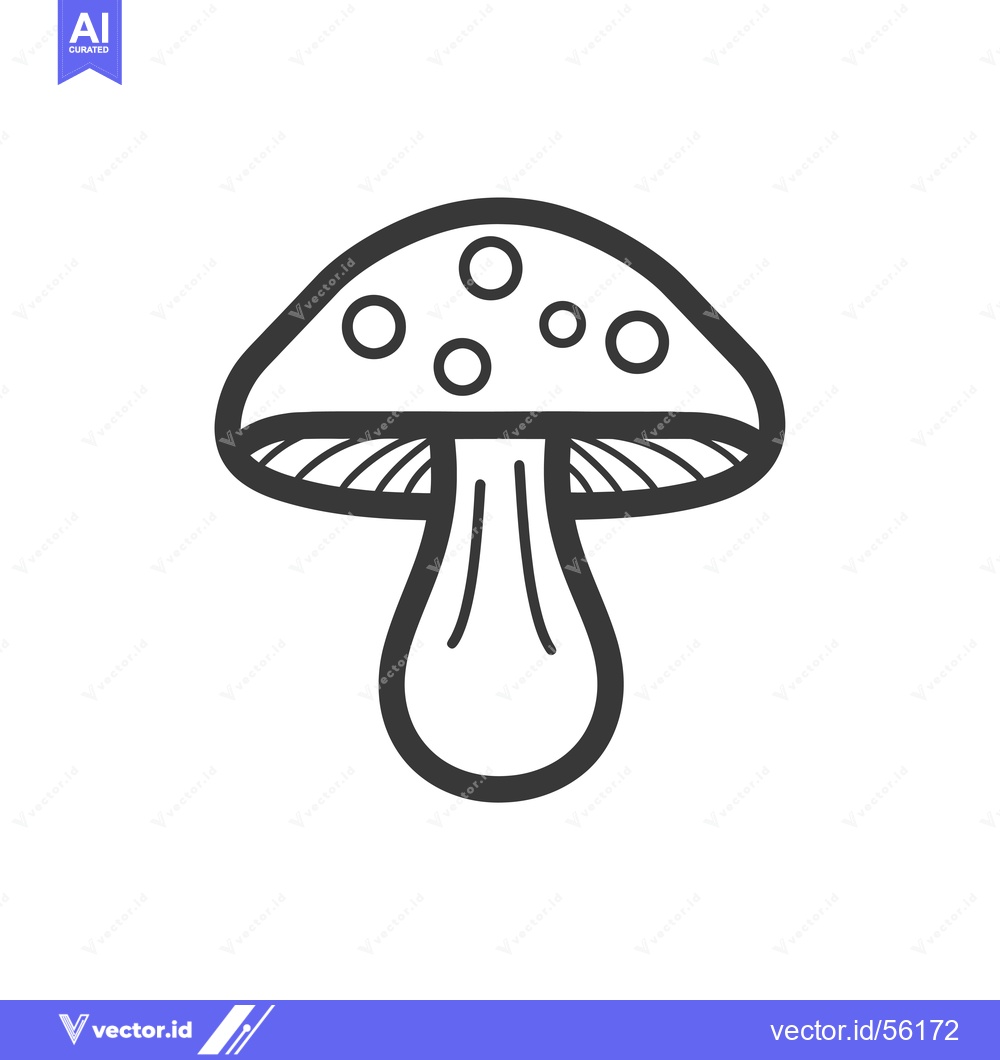 Premium Vector dari Line Drawing of a Mushroom with a Rounded Cap and a Drooping Stem