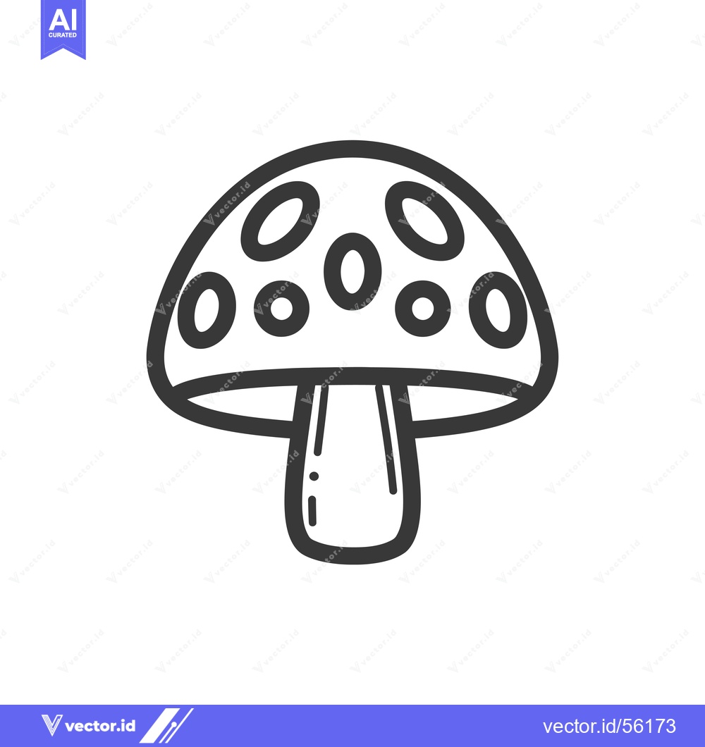 Premium Vector of Line drawing of a mushroom with a spotted cap