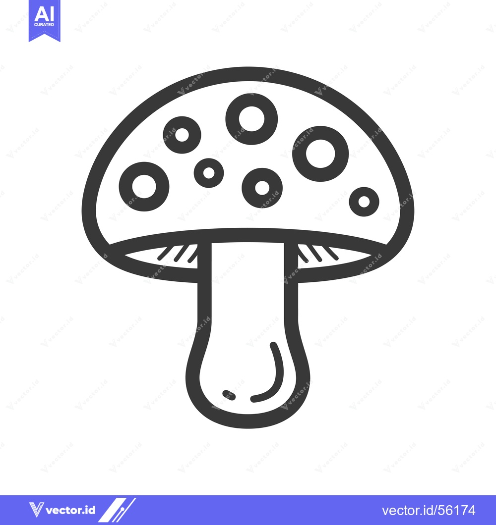 Premium Vector dari Line Drawing of a Mushroom with White Spots