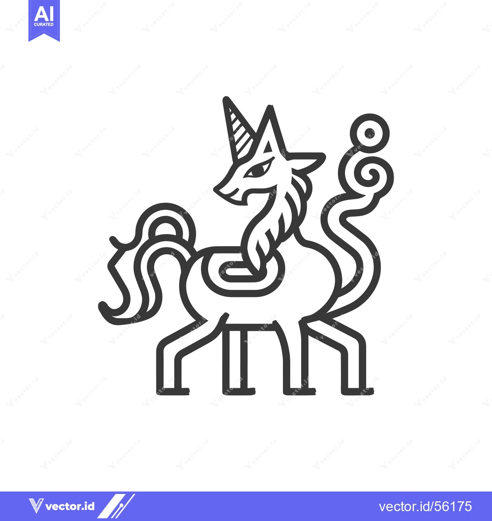 Premium Vector of Line Drawing of a Mythical Unicorn-Like Creature