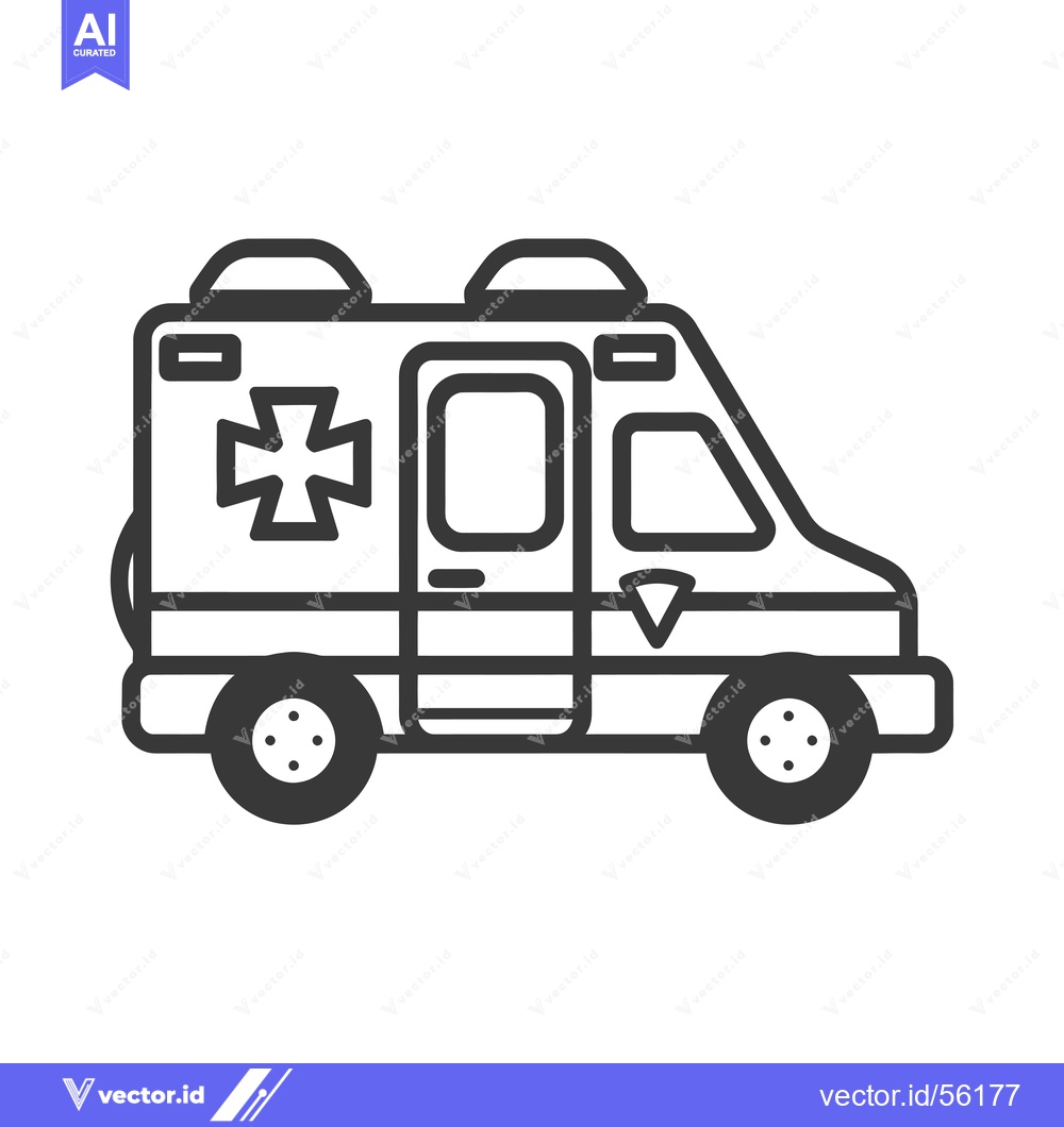 Premium Vector dari Line Drawing of an Ambulance with a Medical Cross