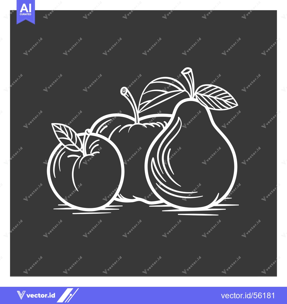 Premium Vector dari Line Drawing of an Apple and a Pear on a Dark Background