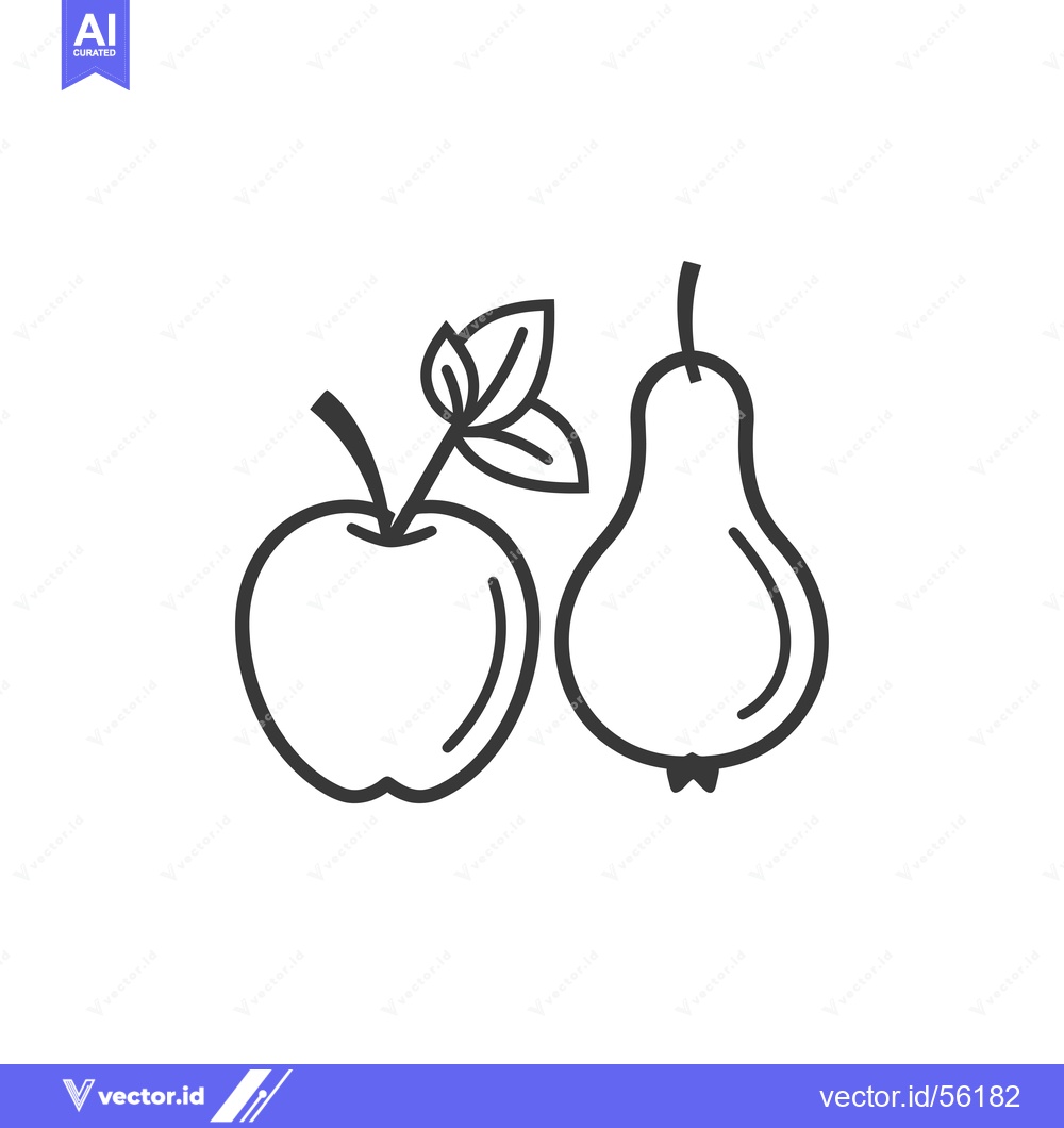 Premium Vector dari Line Drawing of an Apple and a Pear with a Leaf