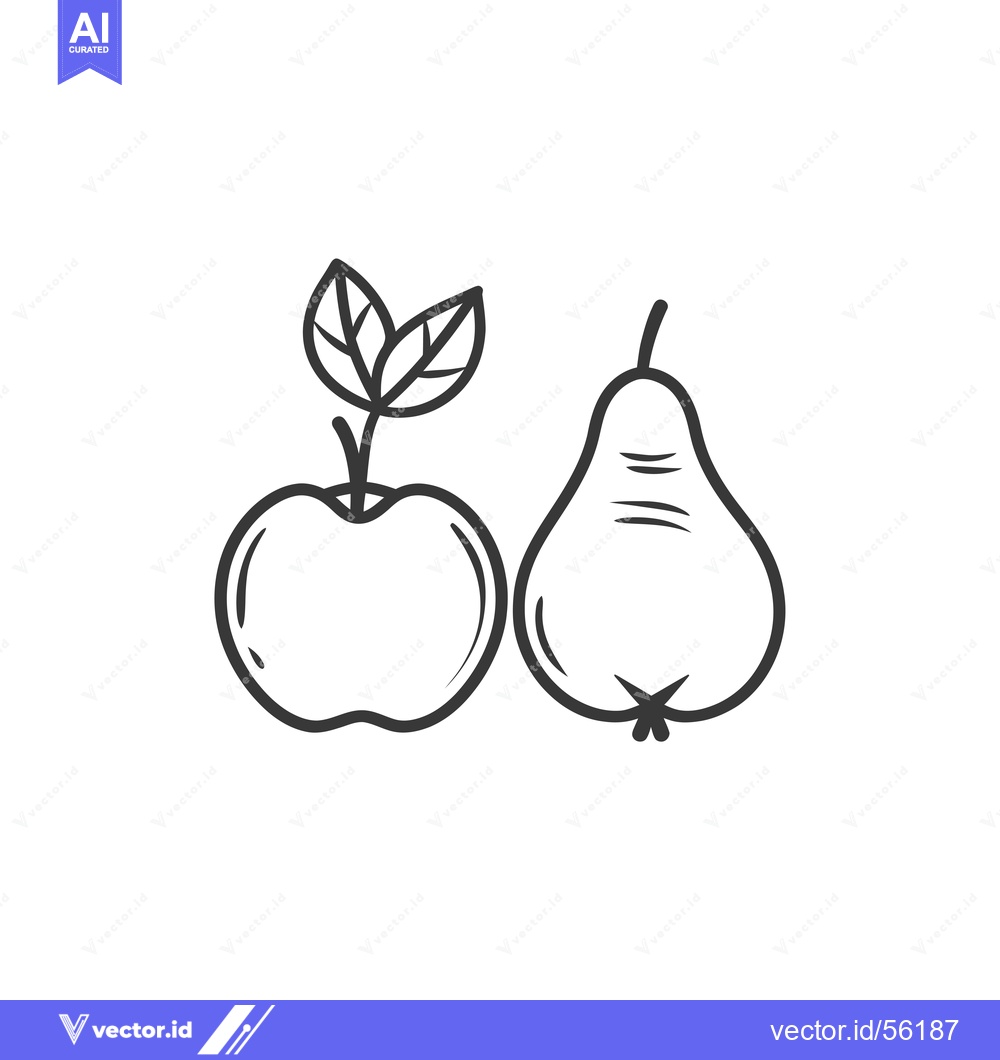 Premium Vector dari Line drawing of an apple and pear