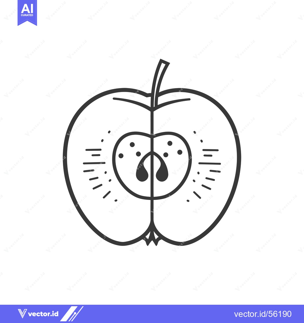 Premium Vector of Line Drawing of an Apple Cut in Half Showing Seeds