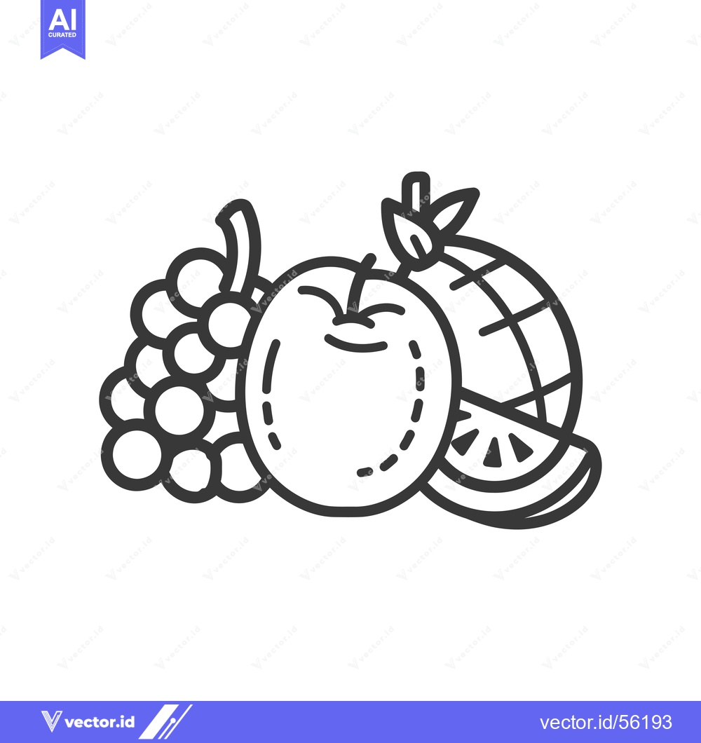 Premium Vector dari Line Drawing of an Apple, Grapes, and Watermelon