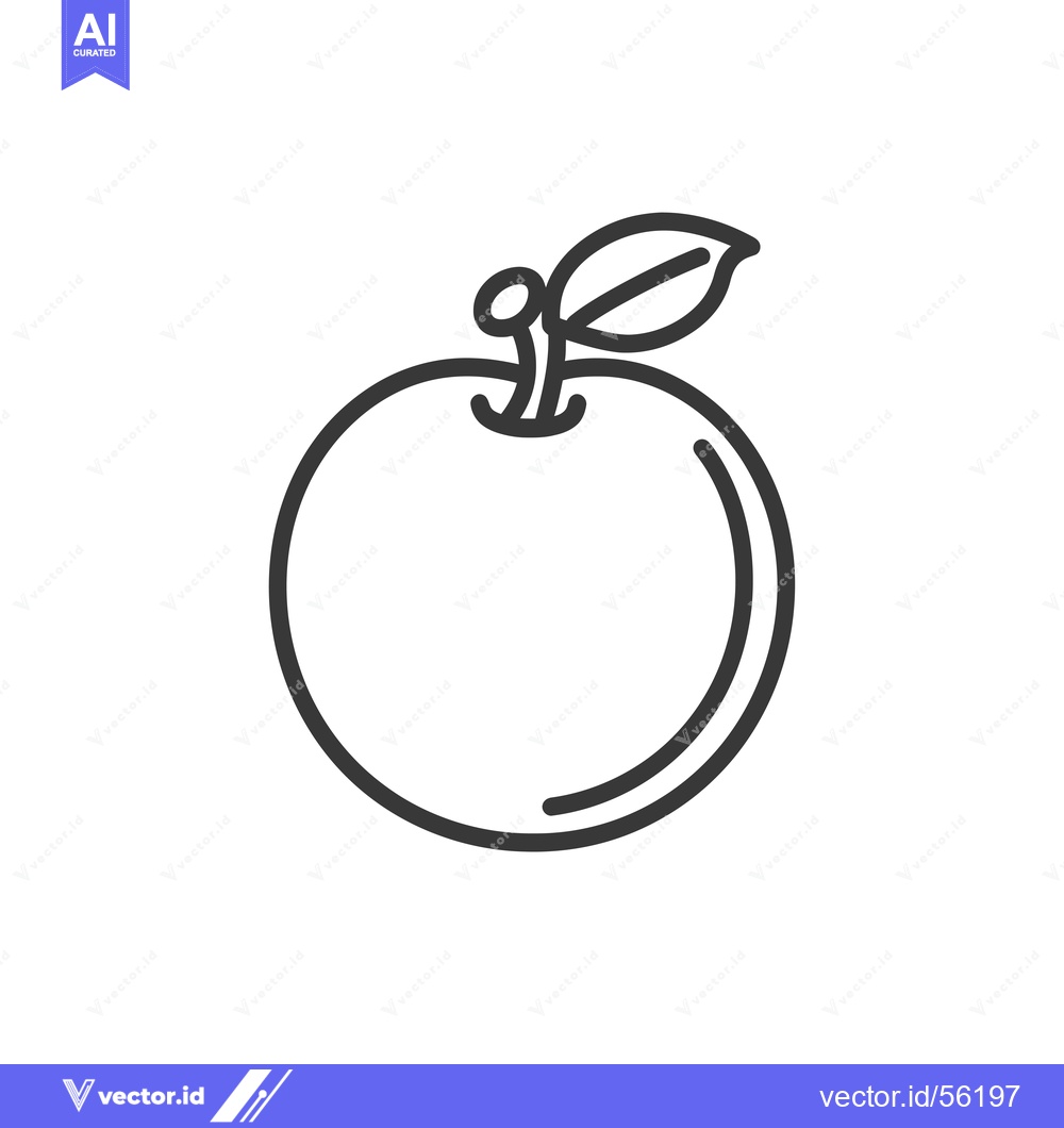 Premium Vector dari Line drawing of an apple with a leaf on top