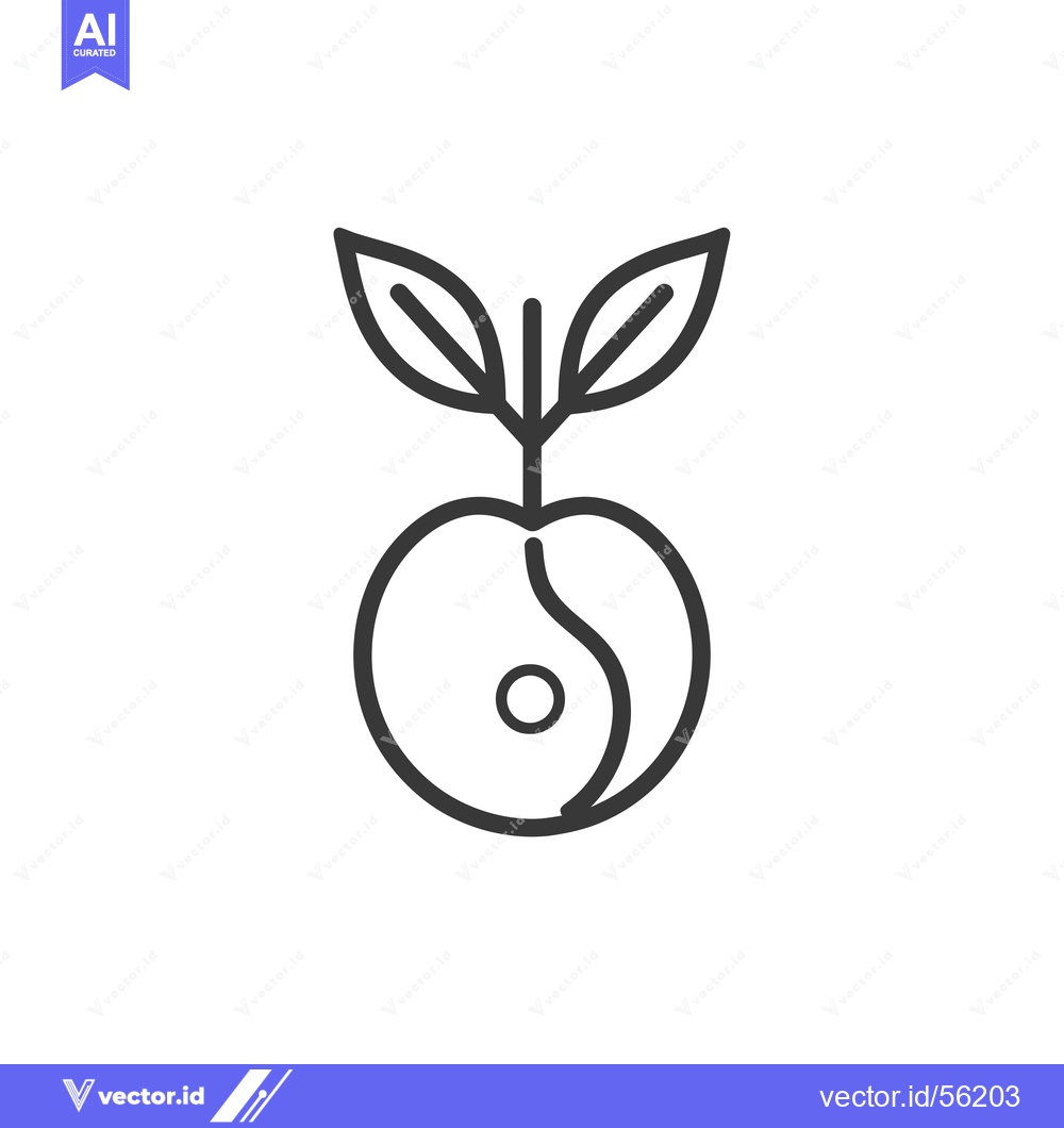 Premium Vector dari Line Drawing of an Apple with Two Leaves