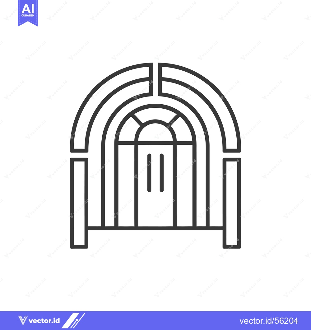 Premium Vector of Line drawing of an arched doorway with a door