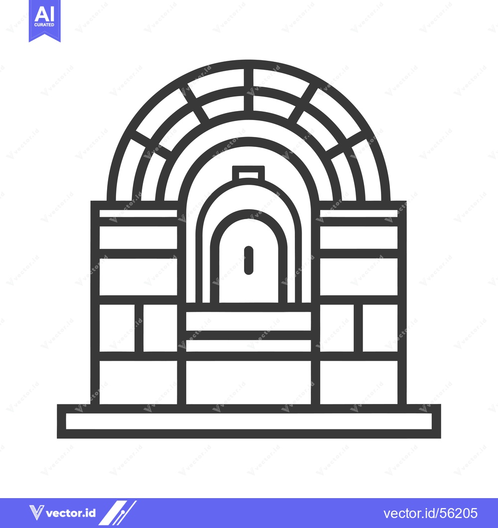 Premium Vector dari Line drawing of an arched doorway with a stone structure