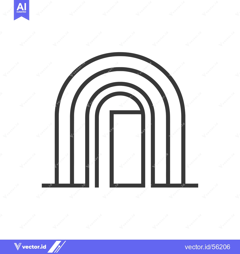 Premium Vector of Line Drawing of an Archway with a Door