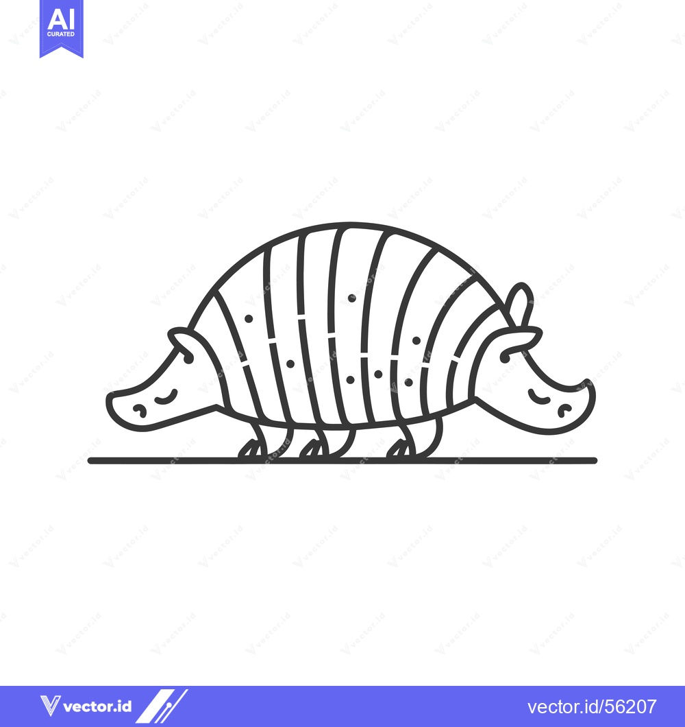 Premium Vector of Line drawing of an armadillo walking on a line