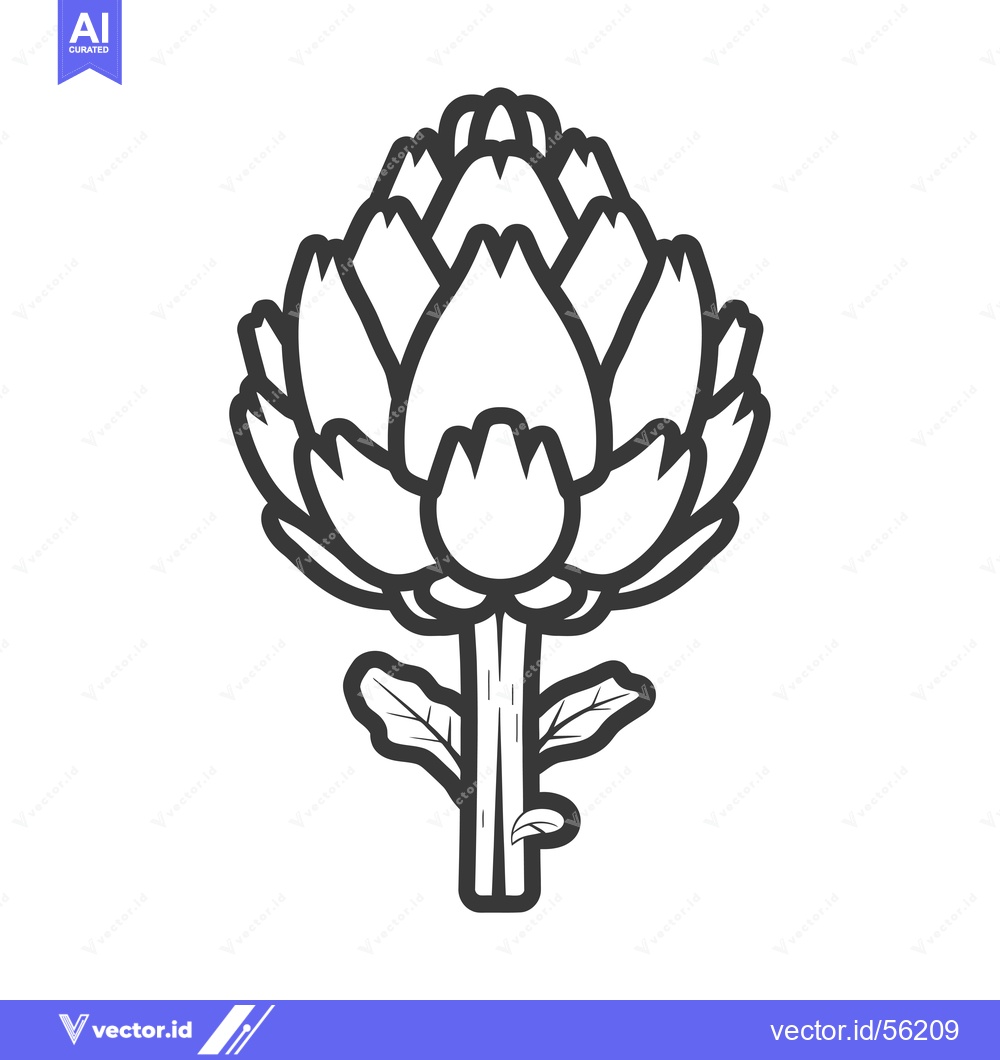 Premium Vector dari Line drawing of an artichoke with leaves