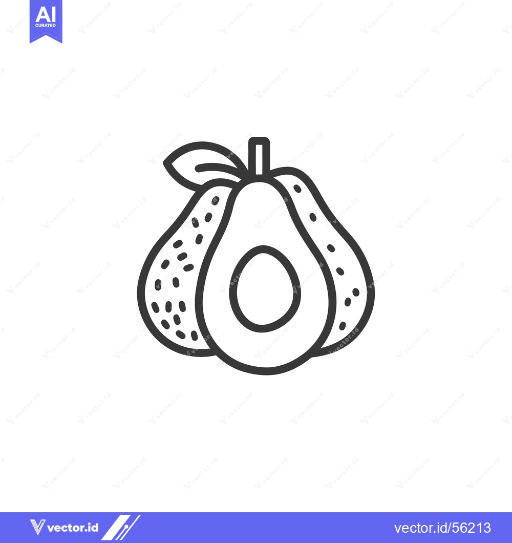 Premium Vector dari Line Drawing of an Avocado with a Leaf