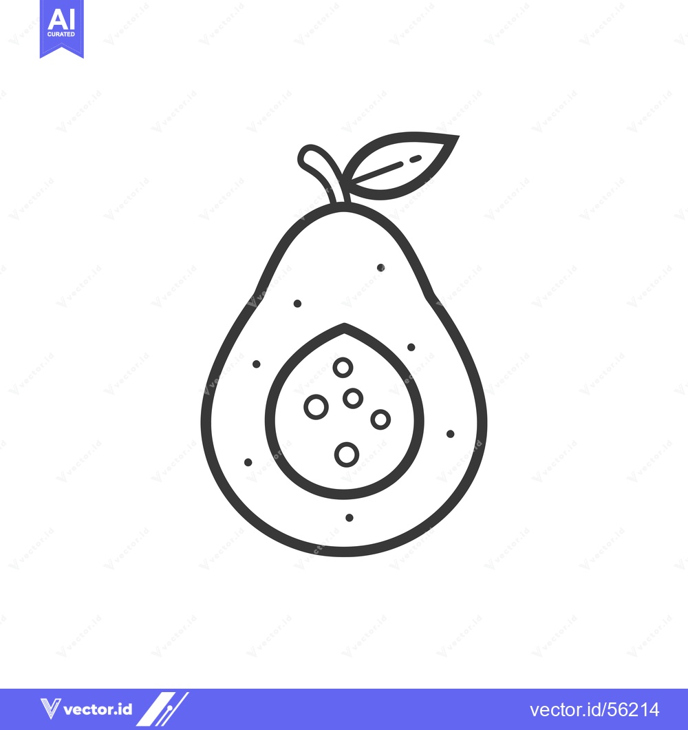 Premium Vector dari Line Drawing of an Avocado with a Leaf