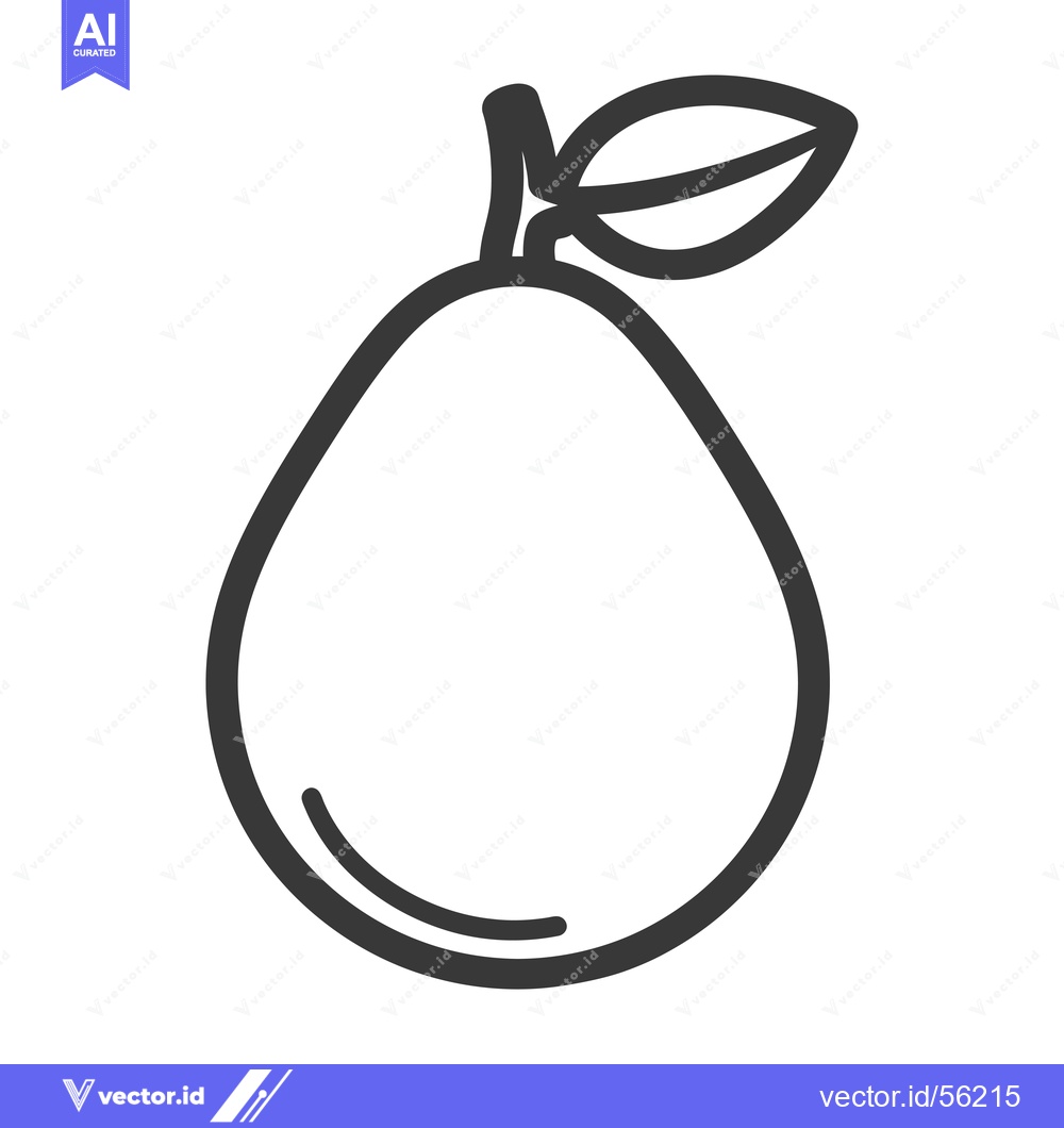 Premium Vector dari Line Drawing of an Avocado with a Leaf