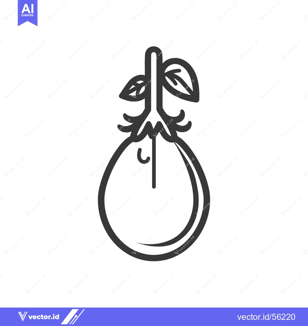 Premium Vector dari Line drawing of an eggplant with leaves and roots
