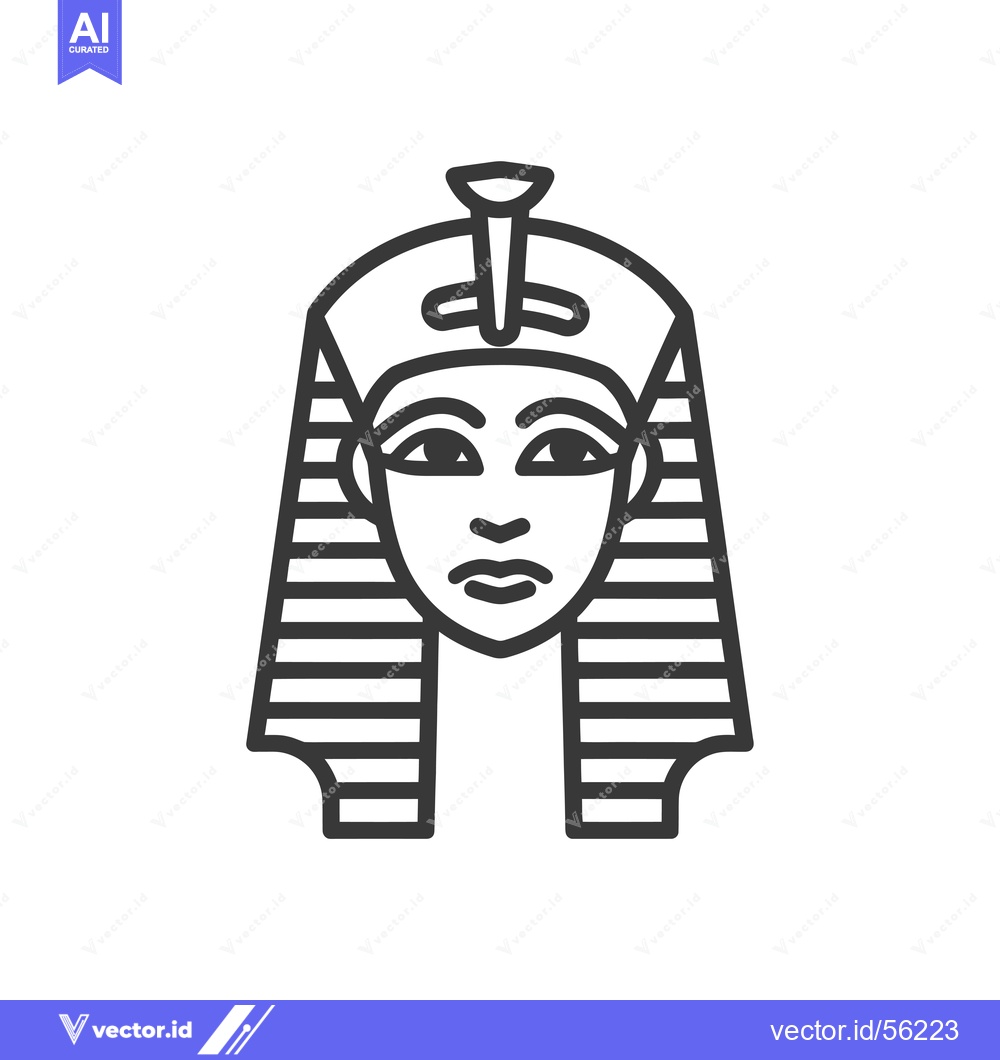 Premium Vector of Line drawing of an Egyptian pharaoh's head with a headdress