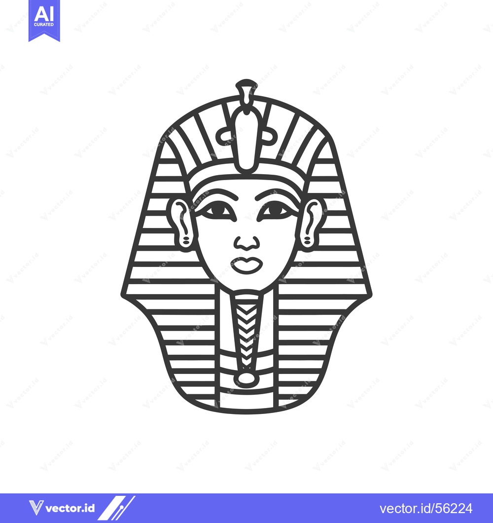 Premium Vector of Line Drawing of an Egyptian Pharaoh's Mask