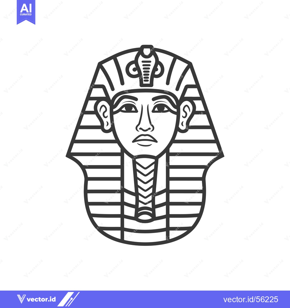 Premium Vector dari Line Drawing of an Egyptian Pharaoh's Mask
