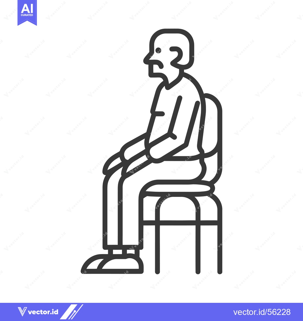 Premium Vector of Line Drawing of an Elderly Man Sitting on a Chair
