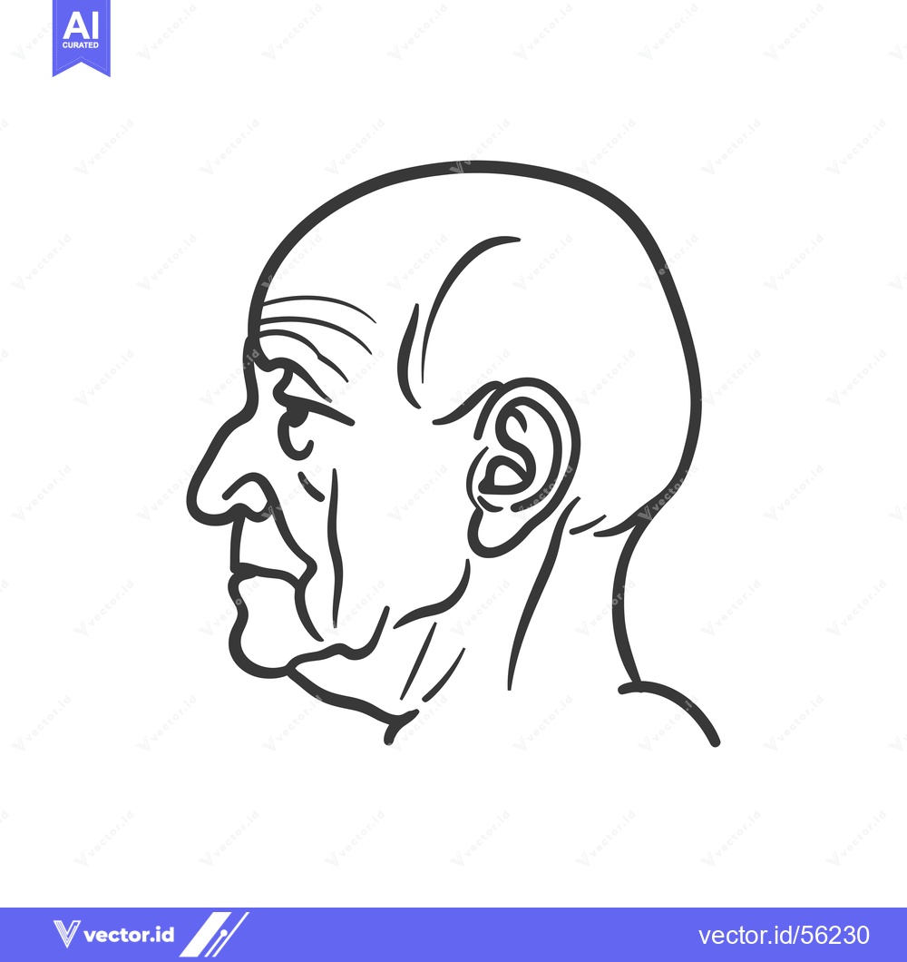 Premium Vector of Line Drawing of an Elderly Man's Profile