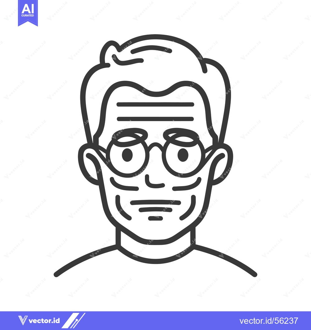 Premium Vector dari Line drawing of an elderly man with wrinkles and glasses