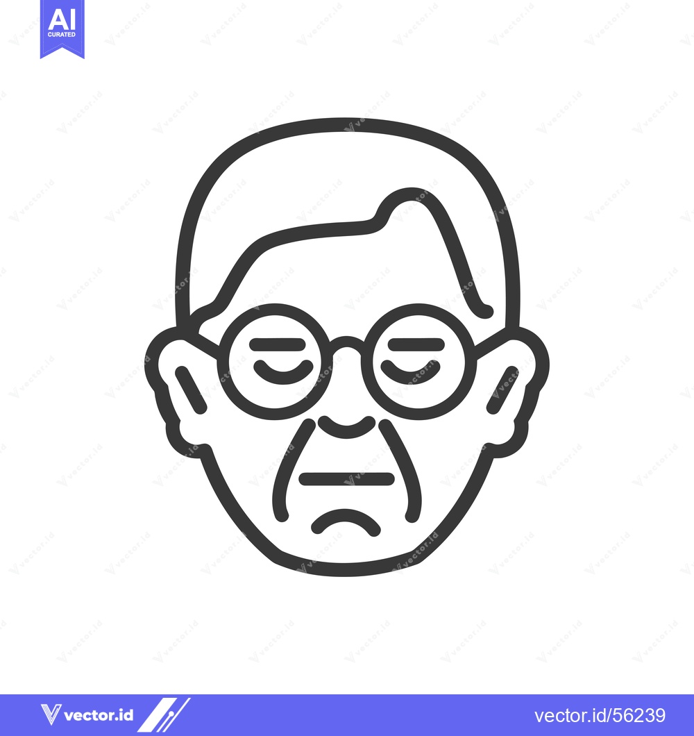 Premium Vector of Line drawing of an elderly person with glasses