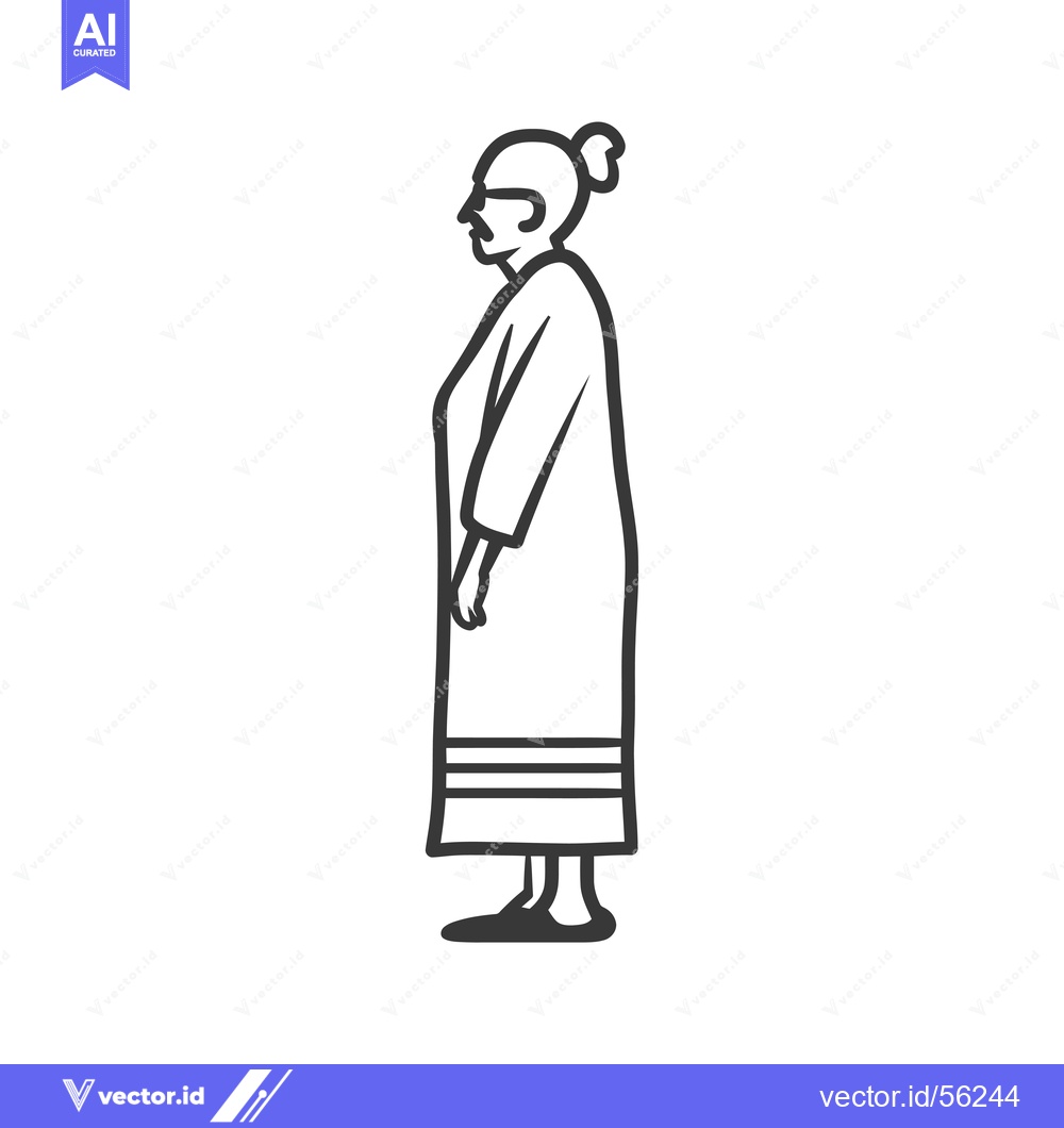 Premium Vector of Line drawing of an elderly woman in a long robe
