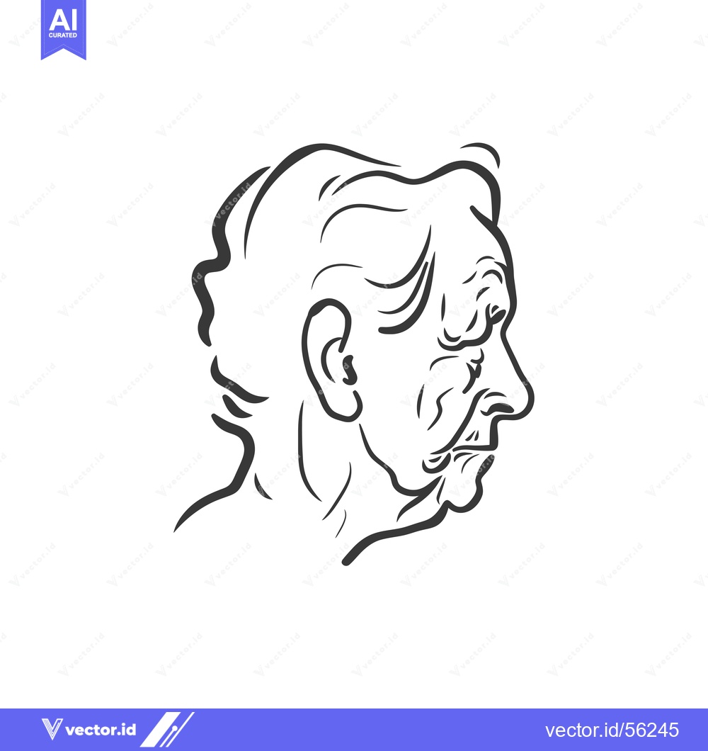 Premium Vector dari Line Drawing of an Elderly Woman's Profile