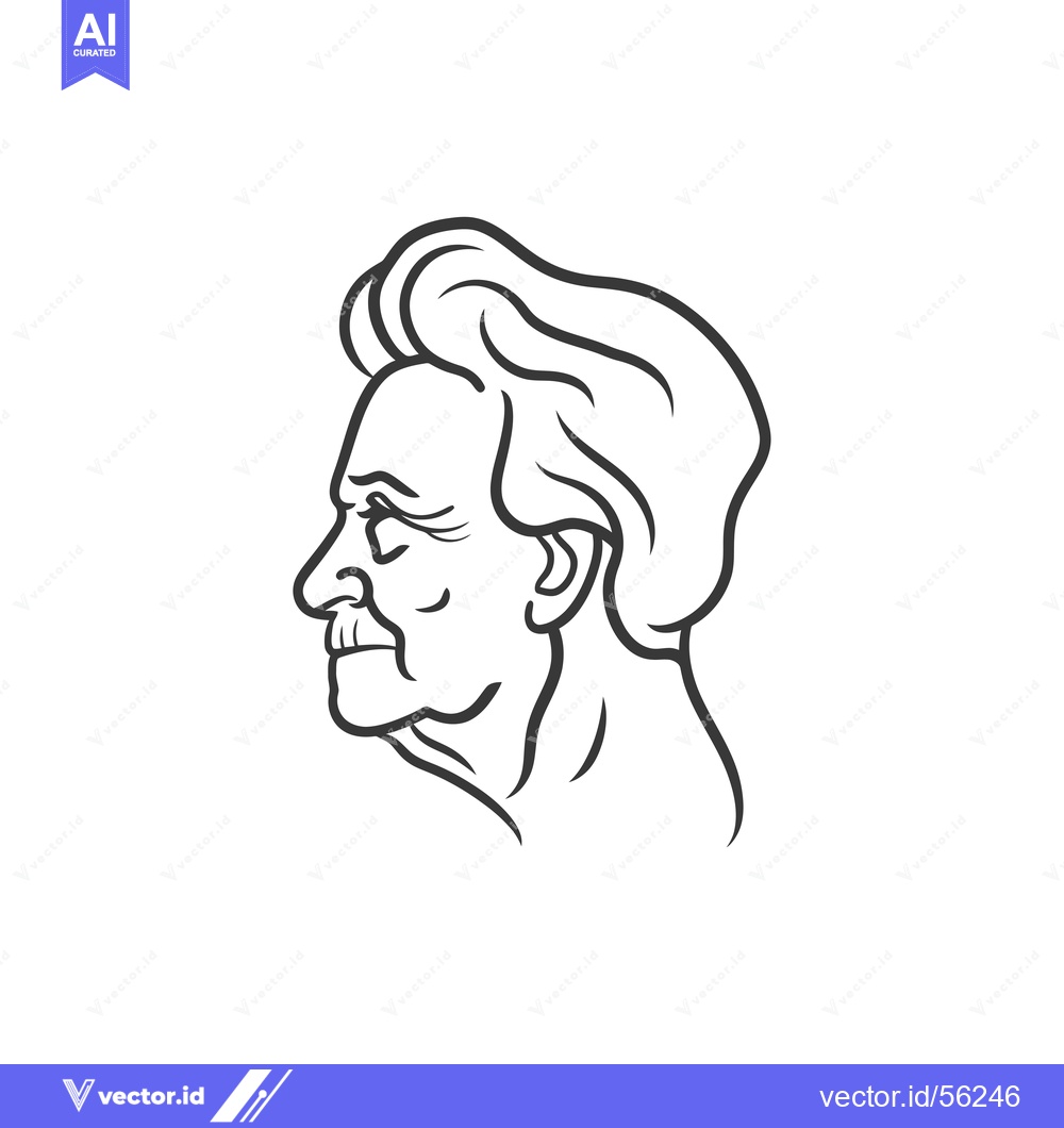 Premium Vector dari Line drawing of an elderly woman's profile