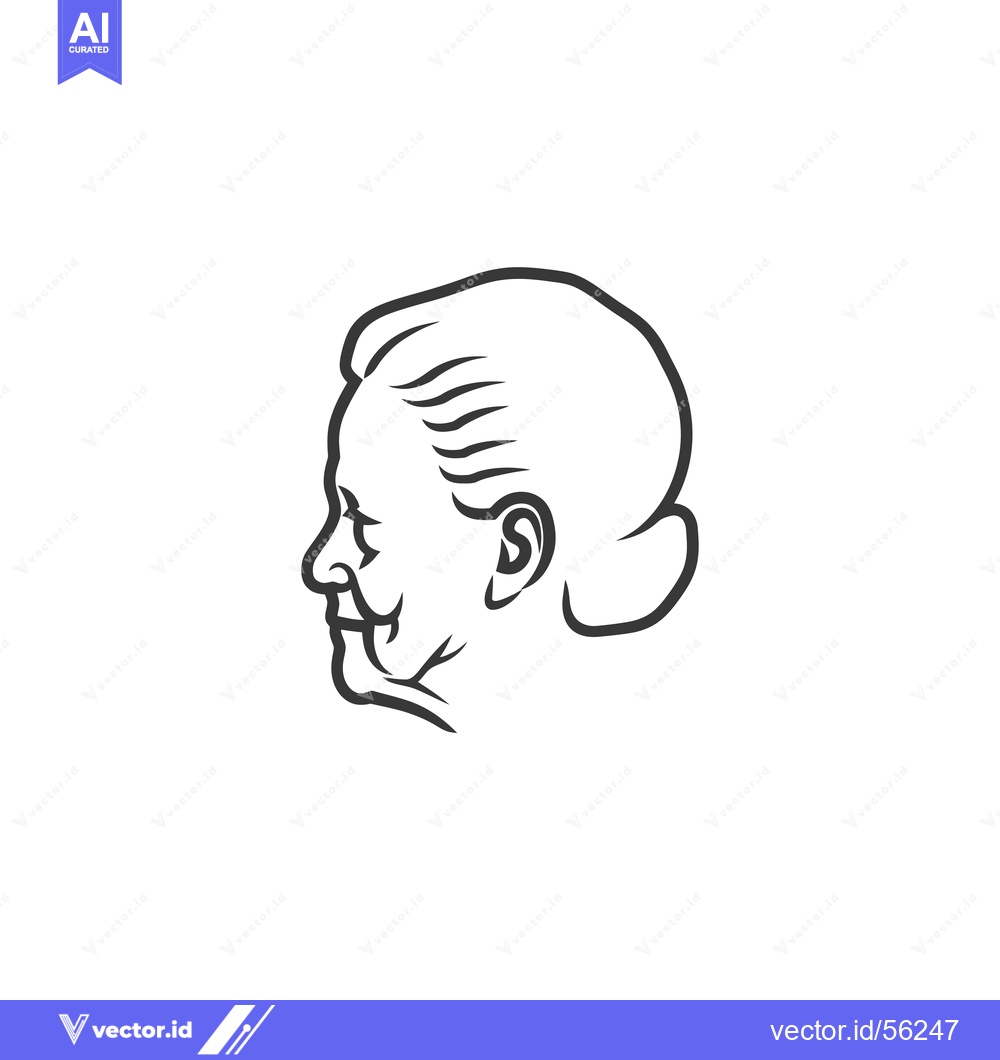 Premium Vector dari Line Drawing of an Elderly Woman's Profile