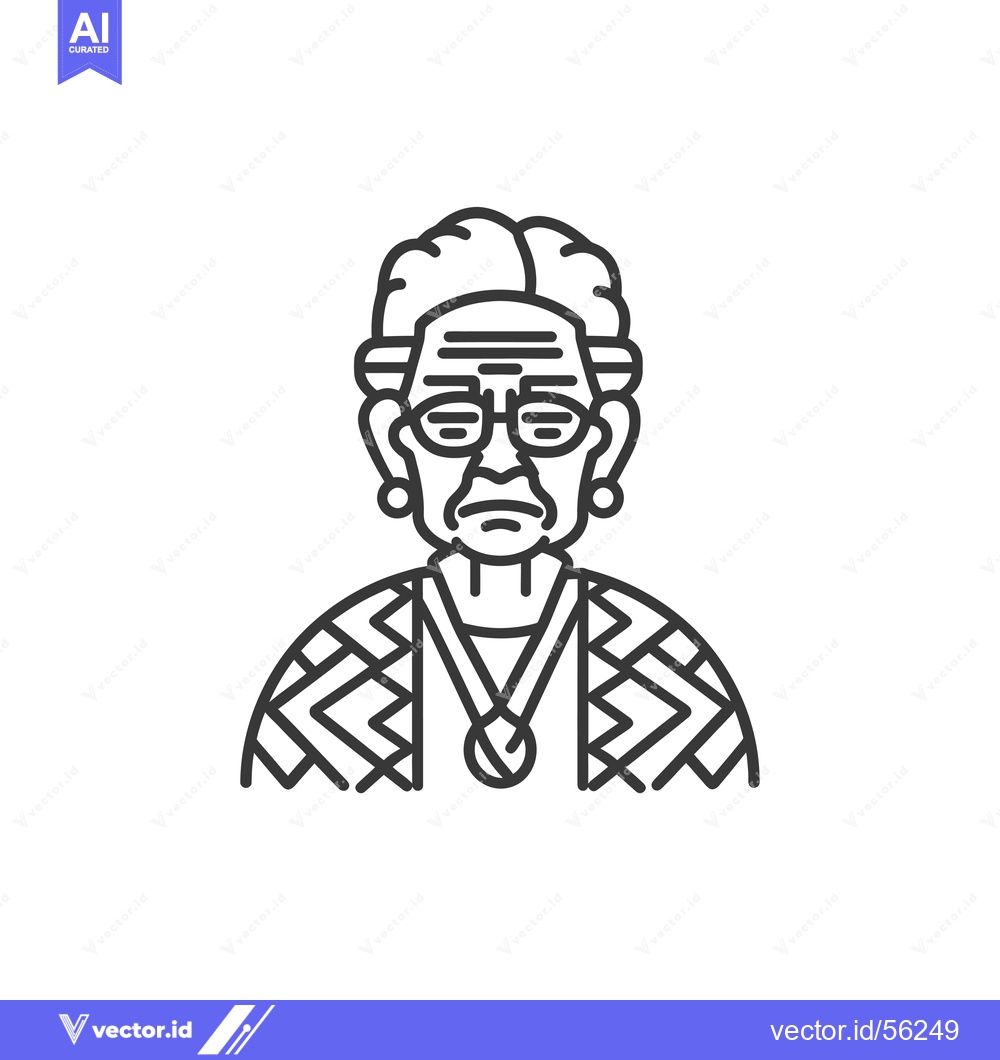 Premium Vector of Line drawing of an elderly woman wearing glasses and a patterned shirt