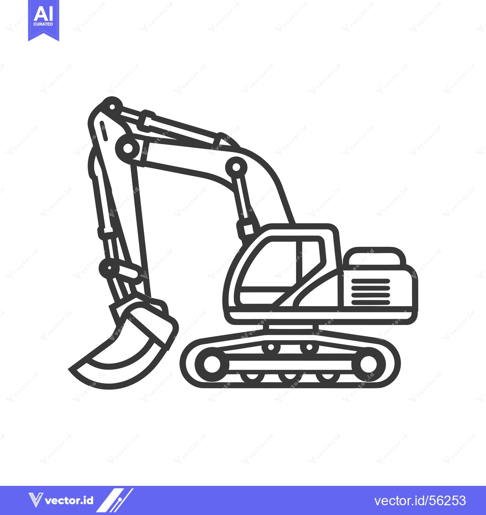 Premium Vector dari Line Drawing of an Excavator with a Bucket