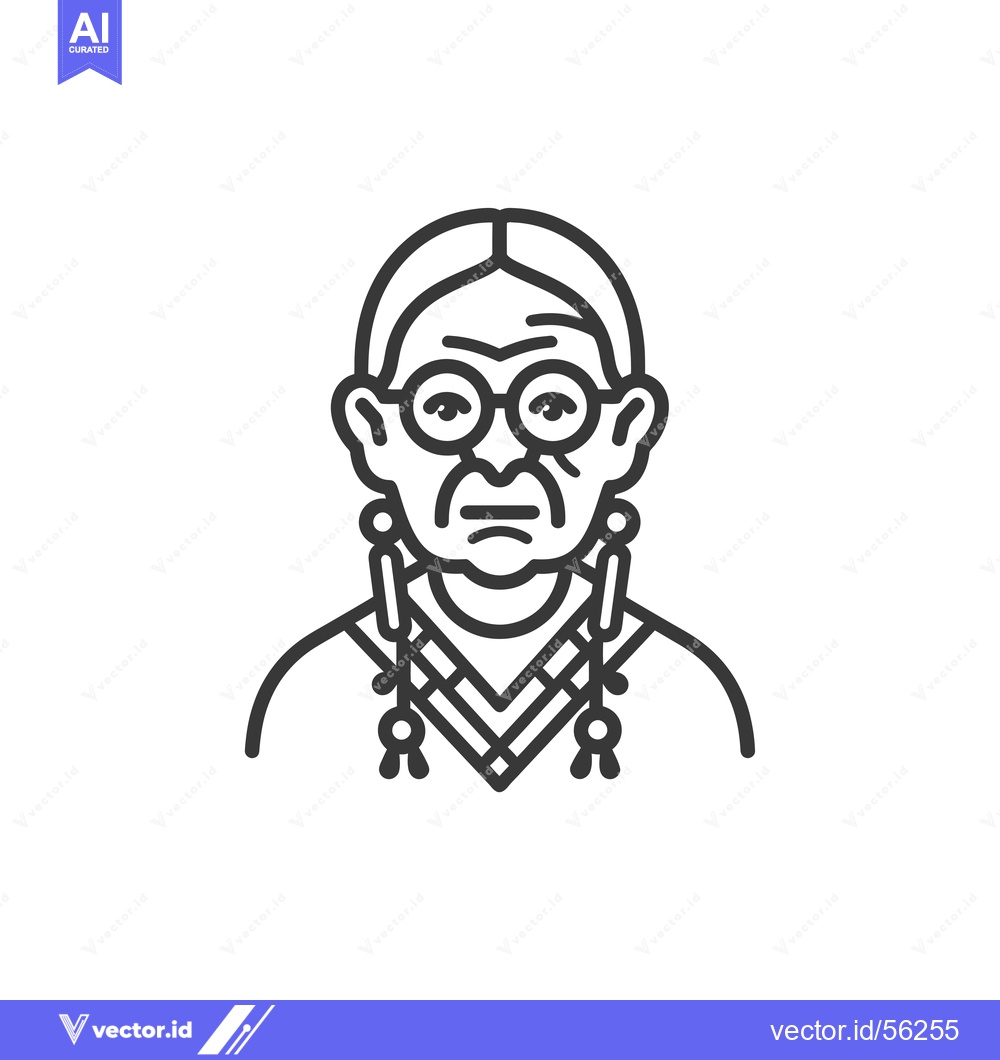 Premium Vector dari Line Drawing of an Indigenous Person with Glasses and Traditional Clot