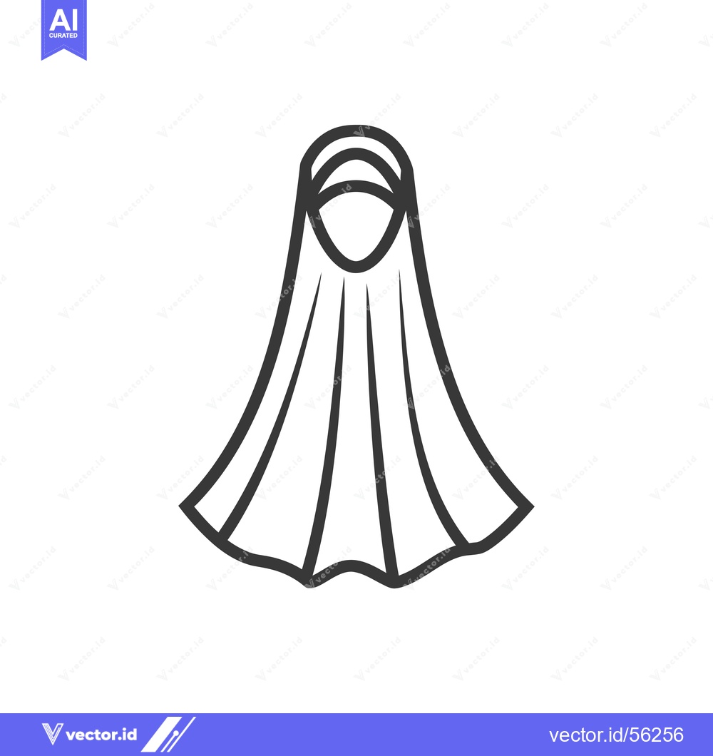 Premium Vector of Line Drawing of a Niqab, a Veil Covering the Face