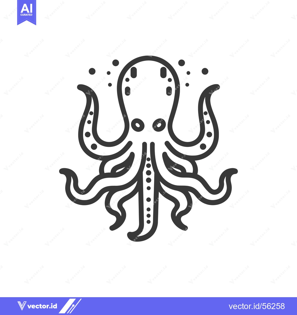 Premium Vector of Line Drawing of an Octopus with Tentacles and Dots
