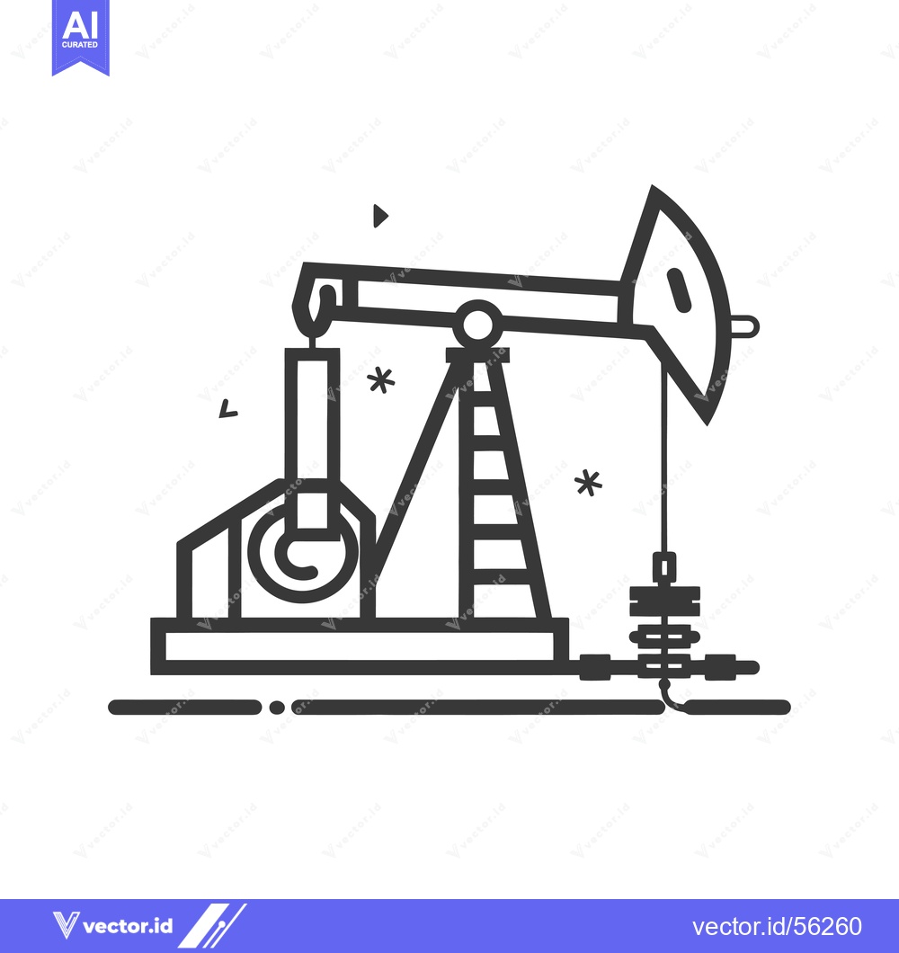 Premium Vector of Line Drawing of an Oil Pump Jack