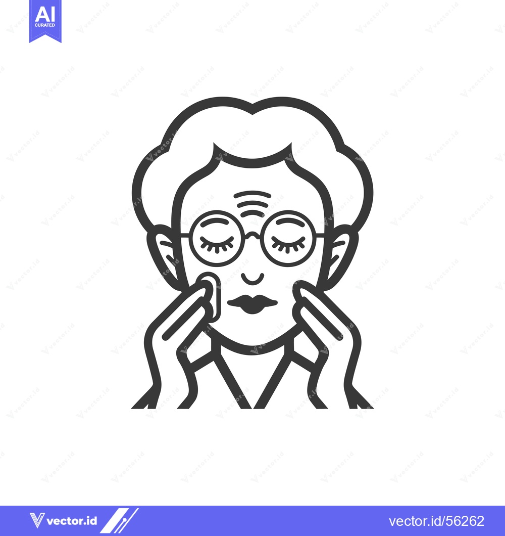 Premium Vector dari Line drawing of an older woman with short hair applying makeup to her