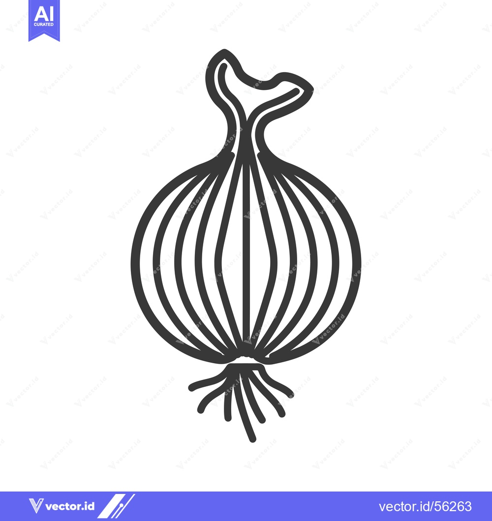 Premium Vector dari Line Drawing of an Onion with Roots