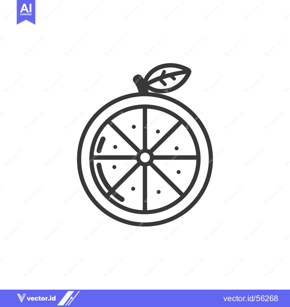 Premium Vector of Line drawing of an orange slice with a leaf