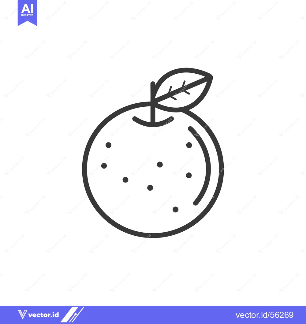 Premium Vector of Line drawing of an orange with a leaf