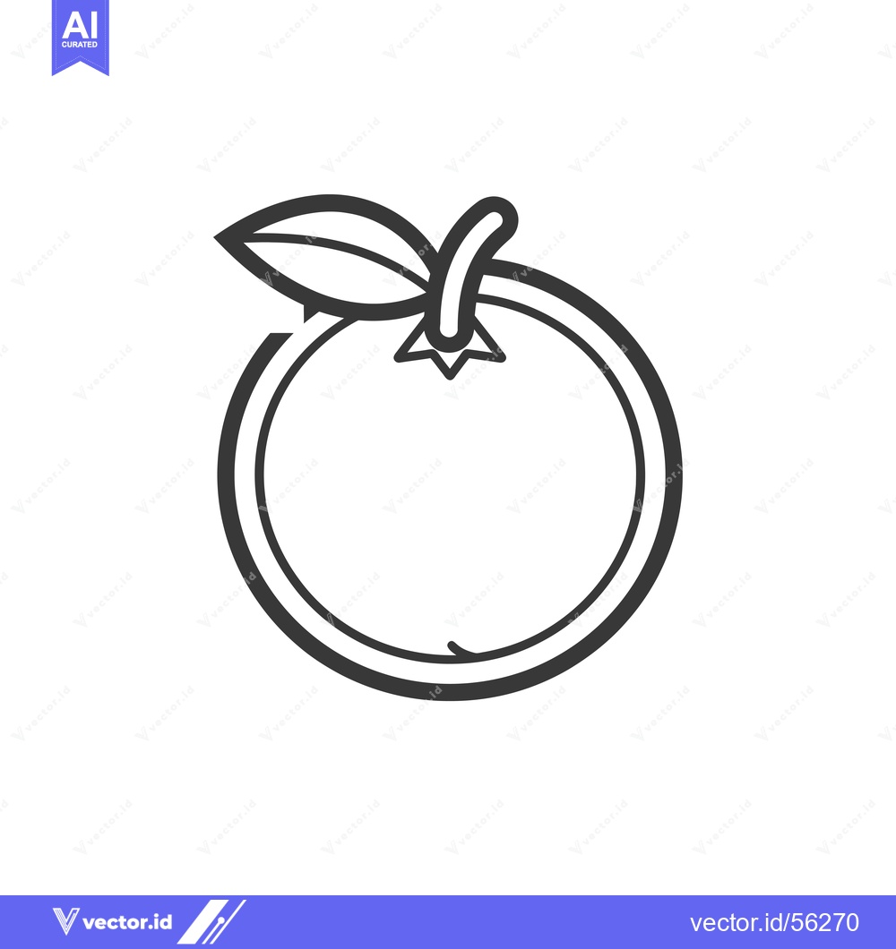 Premium Vector dari Line Drawing of an Orange with a Leaf