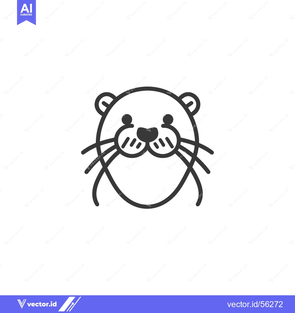 Premium Vector of Line Drawing of an Otter's Face